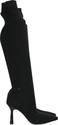 Rene Caovilla Rene Caovilla 70mm Crystal-Embellished Knitted Boots in Black Cashmere