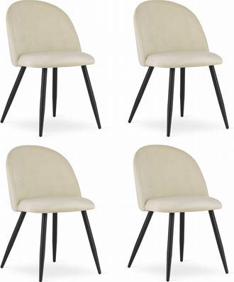 OEM Silla Bello - Terciopelo Beige / Patas Negras X 4