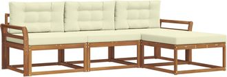 vidaXL Conjunto De Sof&aacute;s De Exterior 4 Uds. Natural Y Crema Vidaxl