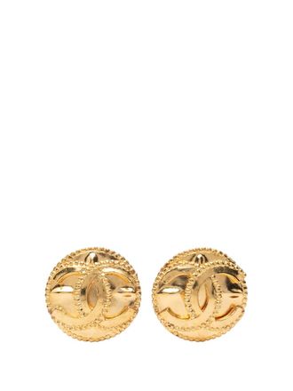 Chanel 1997 Gold Plated CC Round Clip on Earrings costume earrings - Oro