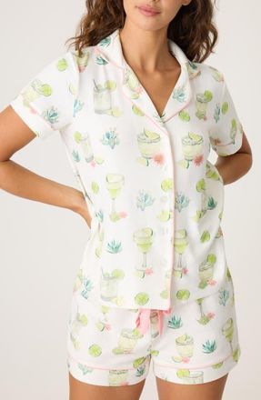 PJ Salvage Lime Sunshine Short Pajamas & Headband Set in Ivory at Nordstrom, Size X-Large