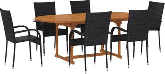 vidaXL Vidaxl - Set De Comedor De Jard&iacute;n De 7 Piezas Rat&aacute;n Sint&eacute;tico Negro
