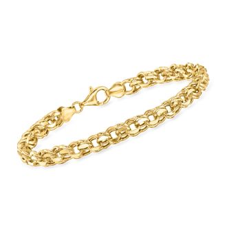 Ross-Simons 18kt Gold Over Sterling Faceted Rolo-Link Bracelet