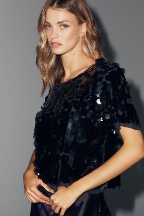 Maeve Sequin Boxy Tee