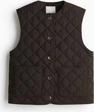 H&M Quilted Gilet in Dark Brown at Nordstrom, Size Xx-Small