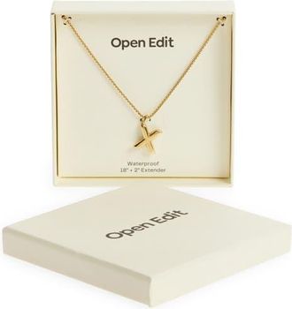 Open Edit Waterproof Bubble Initial Pendant Necklace in X- Gold at Nordstrom