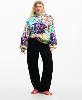 Desigual felpa Wild garden nera-Nero