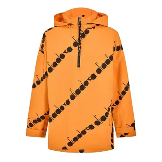 Diadora Anorak voor heren met logo over het hele oppervlak (Oranje/zwart)