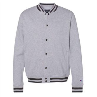 Champion Men Varsity Bomber Jacket In Gray