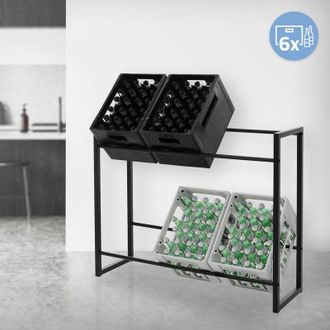 ML Design ML-Design Scaffale per 6-8 Casse per Bevande 104x32x82,5 cm in Acciaio Portacasse per Acqua Porta Scatole di Bibite per Cucina Cantinetta