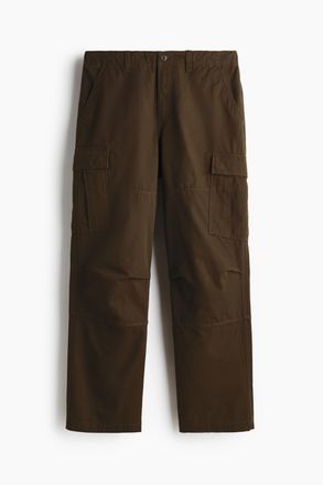 H&M Cargohose aus Baumwolle in Relaxed Fit - Dunkles Khakigr&uuml;n