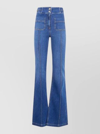 Elisabetta Franchi flared denim trousers seam front back pockets