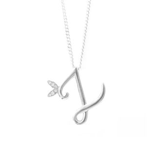 Say It With Winged Diamond Initial Necklace - Sterling Silver - Z/18 | Size: 18 inches