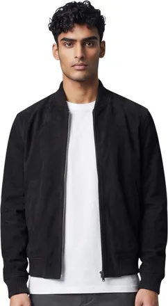 Infinity Leather Mens Black Goat Suede MA-1 Bomber Jacket-Antalya
