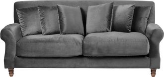 Beliani Sof&aacute; 2 Plazas Vintage Con Cojines Tapizado En Terciopelo Gris Eike