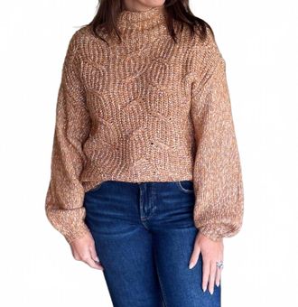 Tribal Warm Funnel Neck Oversized Sweater In Cinnamon