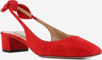 Aquazzura Wildleder-Slingback-Schuhe Very Bow Tie Sling 35