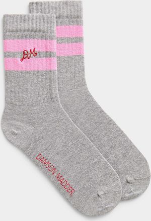 Damson Madder Womens Pink double band grey socks