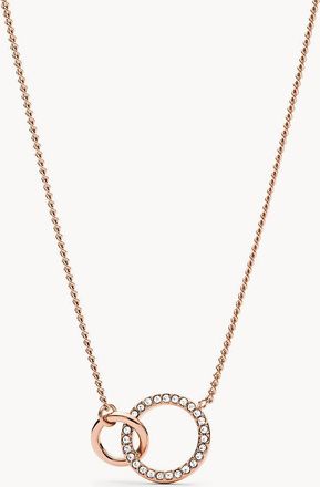 Fossil Womens Rose Gold Stainless Steel Pendant Necklace
