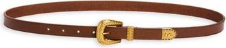 Valentino Garavani VLOGO Signature Skinny Leather Belt in Chocolate Chip at Nordstrom, Size 90