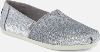 Toms Womens TOMS Alpargata Sequins Textile Womens Silver Espadrilles - Size: 4
