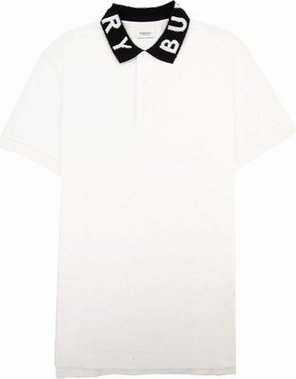 Burberry Mens Burberry Ryland Block Collar Writing Polo White - Size: 40