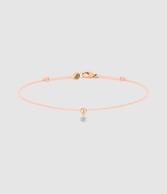 LA BRUNE & LA BLONDE Bracelet BB Diamant Brillant Cordon Nude Or Rose