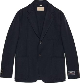 Gucci Lightweight Wool Jacket With Web Label Dark Blue 770082-ZAKE3-4440