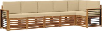 vidaXL Conjunto De Sof&aacute;s De Exterior 6 Uds. Natural Y Beige Poli&eacute;ster Vidaxl