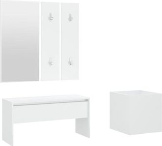 vidaXL Vidaxl - Juego De Muebles De Recibidor Madera Contrachapada Blanco