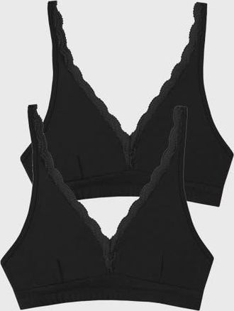 Stripe and Stare Lace Plunge Two Pack in Black at Nordstrom, Size X-Small