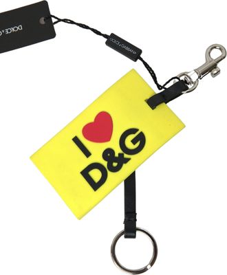 Dolce & Gabbana Gele Siliconen DG Logo Gouden Messing Sleutelhanger Sleutelhanger