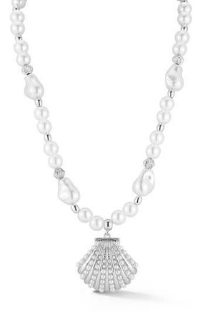 Glaze Jewelry Faux Pearl Shell Pendant Necklace in Silver at Nordstrom Rack