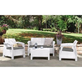 Dmora Dmora - Sal&oacute;n De Exterior Nelson, Sal&oacute;n Al Aire Libre, Conjunto De Balc&oacute;n O Jard&iacute;n, Composici&oacute;n De Sal&oacute;n Exterior, 128x70 H79 Cm, Blanco