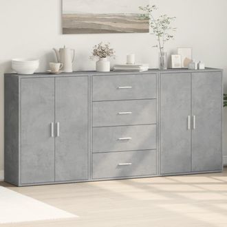 Berkfield Home Sideboards 3 pcs Concrete Grey 60x31x84 cm Engineered Wood | Size: 60 x 31 x 84 cm