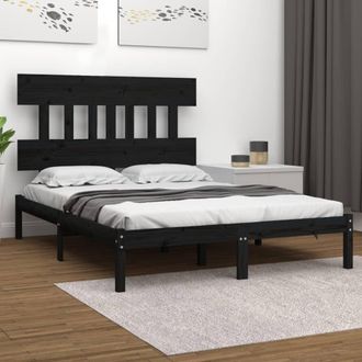 vidaXL Estructura De Cama De Madera Maciza Negra 200x200 Cm Vidaxl