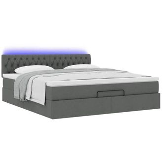 vidaXL Vidaxl - Cama Otomana Con Colch&oacute;n Y Led Tela Gris Oscuro 180x200cm