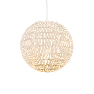 QAZQA Dise&ntilde;o L&aacute;mpara Colgante Retro Blanca 40 Cm - Lina Ball 40 Acero /cuerda Esfera Adecuado Para Led Max. 1 X 60 Watt - Qazqa