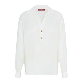 Max Mara Camicia polo in cr&ecirc;pe de Chine - Dames - Blouses - Wit - S - Overhemden