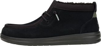 HeyDude Hey Dude mens Wally Mid Gripr Warmth Sneaker, Black/Black, 6 UK