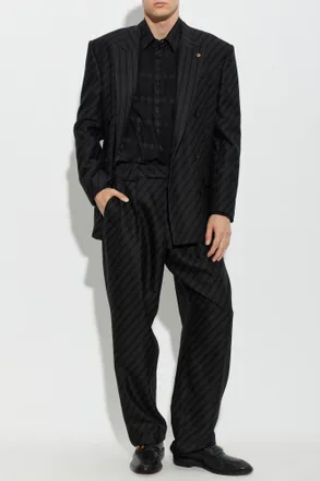 Versace Wool Blazer With Single Vent, Mens, Grey
