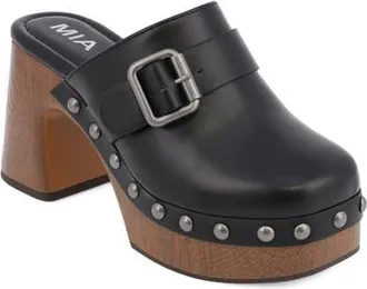 Mia Larina Faux Leather Platform Clog in Black at Nordstrom, Size 8.5