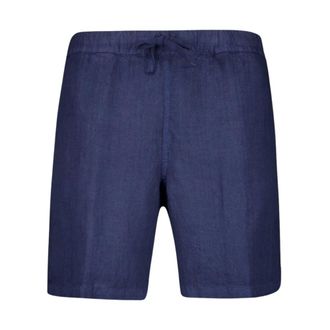 120% Lino Navy Blue Linen Bermuda Shorts