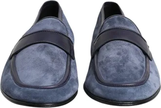 Dolce & Gabbana Blue Suede Leather Loafers Moccasin Mens Shoes