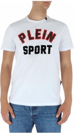 Plein Sport Gedrukt Wit Heren T-shirt - Heren - Sportshirts - Wit - S - Katoen - Fitness