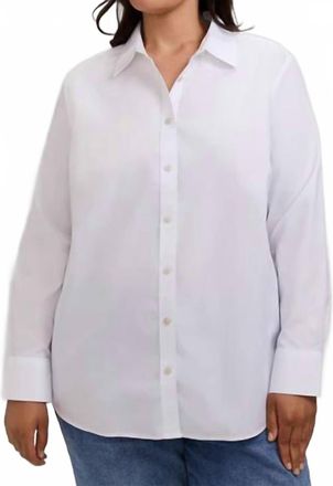 Foxcroft Meghan No Iron Pinpoint Long Sleeve Shirt In White