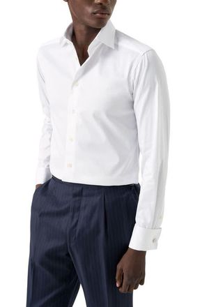 Eton Slim Fit White Cotton Twill Dress Shirt with French Cuffs at Nordstrom, Size 14.5