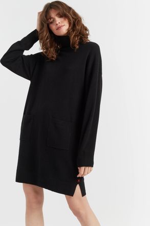 Chinti and Parker Black Wool-Cashmere Rollneck Dress
