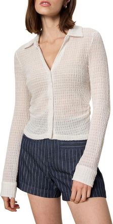 Sanctuary Juno Textured Button-Up Top in Chalk White at Nordstrom, Size Xx-Small