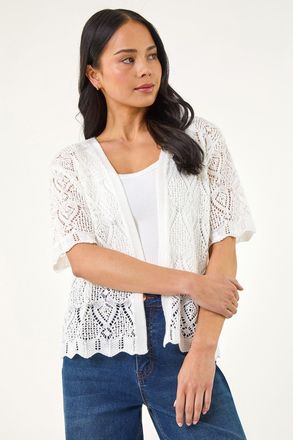 Roman Pointelle Open Cardigan